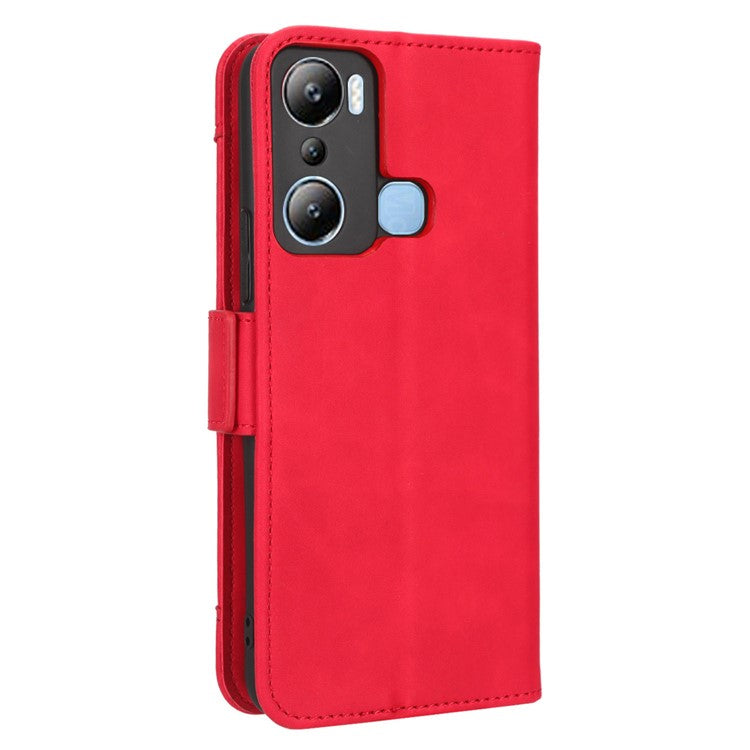 For Infinix Hot 20i 4G X665C / X665E PU Leather Stand Wallet Phone Cover Multiple Card Slots Anti-Drop Case - Red