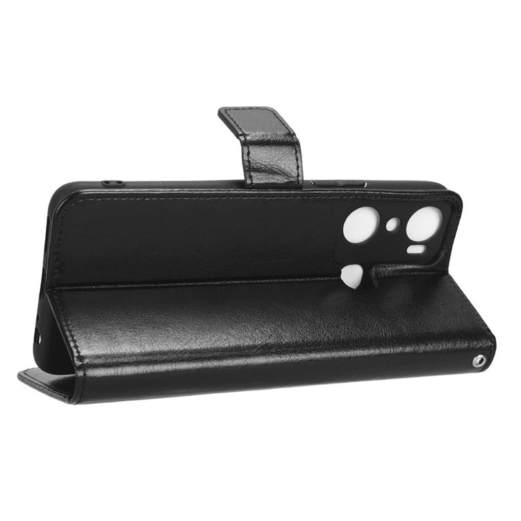 For Infinix Hot 20i 4G X665C / X665E Crazy Horse Texture PU Leather Case Wallet Stand Shockproof Phone Cover with Strap - Black