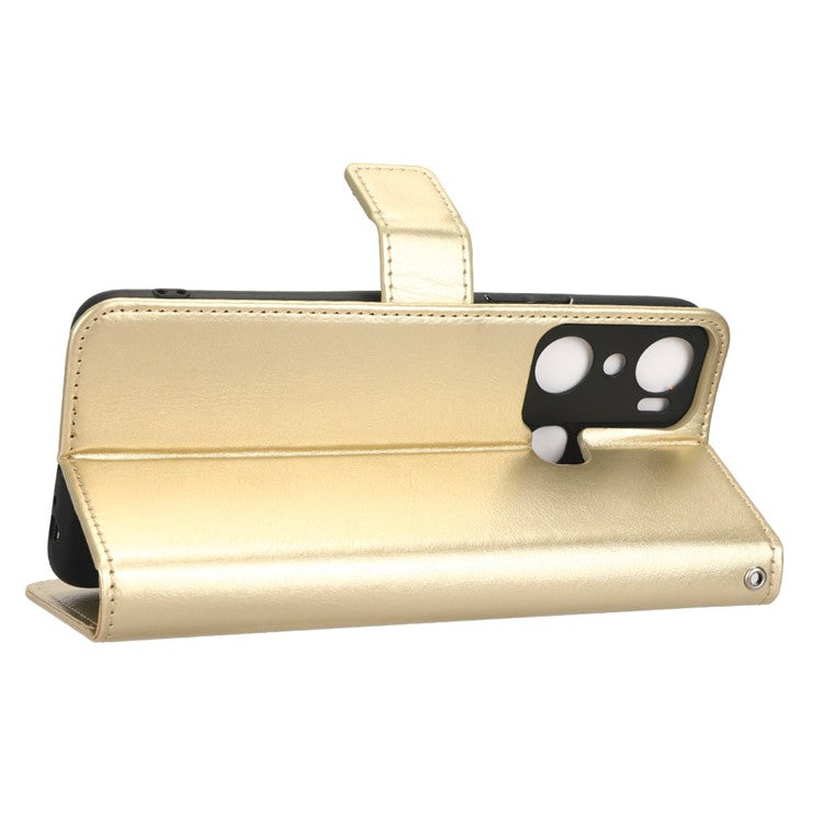 For Infinix Hot 20i 4G X665C / X665E Crazy Horse Texture PU Leather Case Wallet Stand Shockproof Phone Cover with Strap - Gold