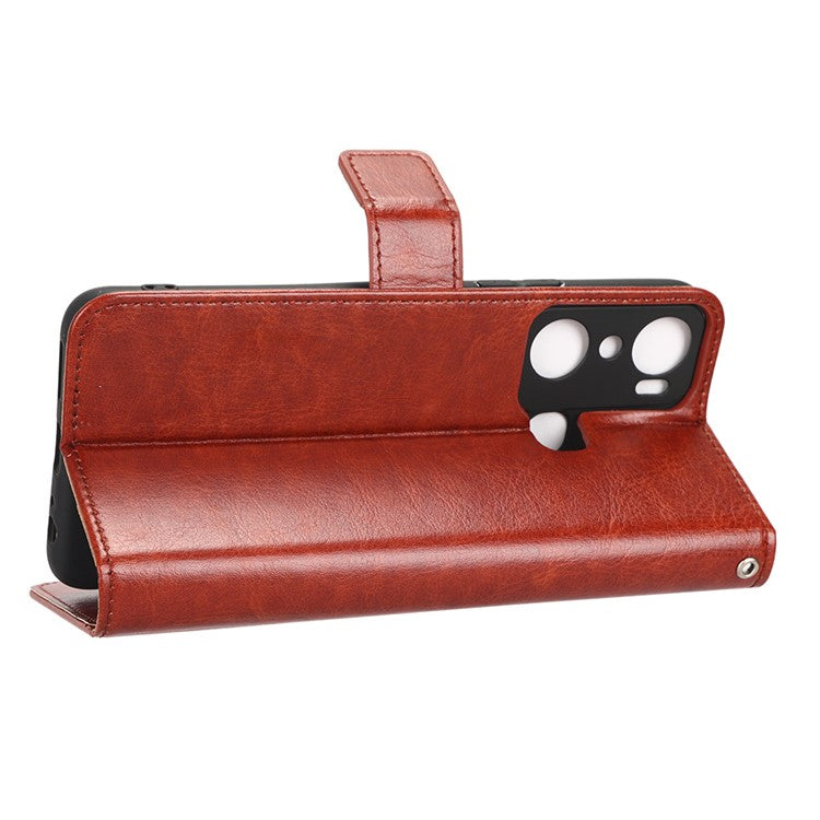 For Infinix Hot 20i 4G X665C / X665E Crazy Horse Texture PU Leather Case Wallet Stand Shockproof Phone Cover with Strap - Brown