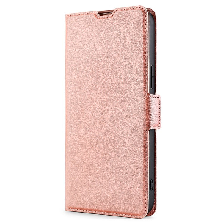For Samsung Galaxy S23+ PU Leather Stand Card Holder Phone Case TPU Interior Shell Flip Dual Magnetic Clasp Protective Cover - Rose Gold
