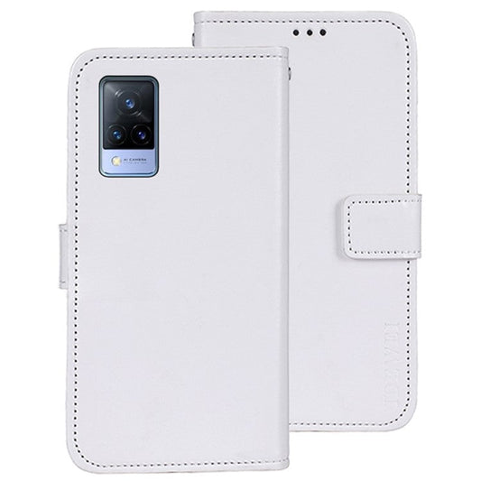 IDEWEI For vivo V21s 5G Stand Feature Crazy Horse Texture PU Leather Flip Wallet Cover Phone Shell Protective Case - White