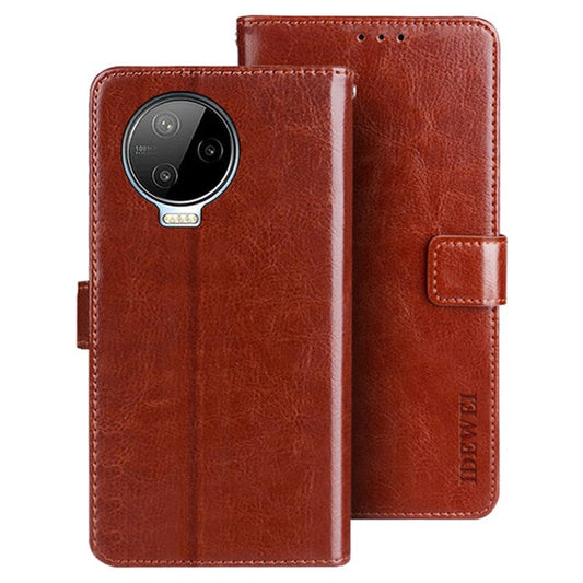 IDEWEI For Infinix Note 12 Pro 4G Crazy Horse Texture PU Leather Flip Stand Wallet Cover Phone Shell Protective Case - Brown