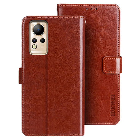 IDEWEI For Infinix Note 12 4G Crazy Horse Texture PU Leather Flip Wallet Cover Phone Shell Stand Feature Protective Case - Brown