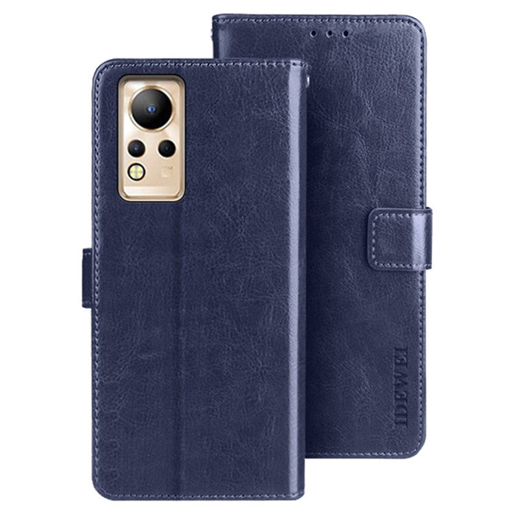 IDEWEI For Infinix Note 12 4G Crazy Horse Texture PU Leather Flip Wallet Cover Phone Shell Stand Feature Protective Case - Dark Blue