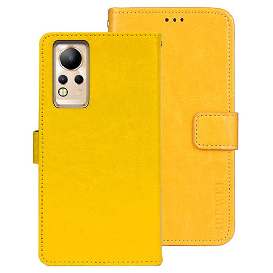 IDEWEI For Infinix Note 12 4G Crazy Horse Texture PU Leather Flip Wallet Cover Phone Shell Stand Feature Protective Case - Yellow