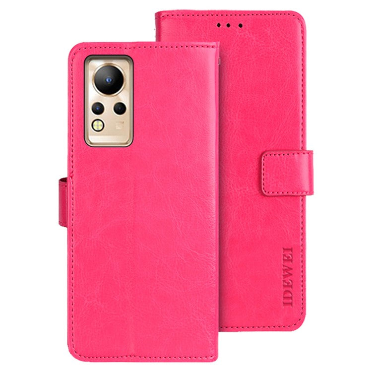 IDEWEI For Infinix Note 12 4G Crazy Horse Texture PU Leather Flip Wallet Cover Phone Shell Stand Feature Protective Case - Rose