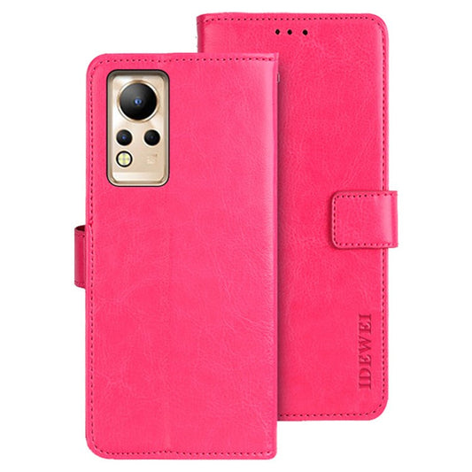 IDEWEI For Infinix Note 12 4G Crazy Horse Texture PU Leather Flip Wallet Cover Phone Shell Stand Feature Protective Case - Rose