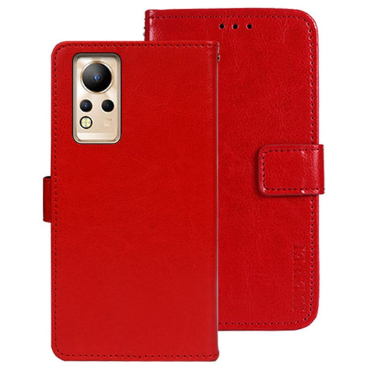IDEWEI For Infinix Note 12 4G Crazy Horse Texture PU Leather Flip Wallet Cover Phone Shell Stand Feature Protective Case - Red
