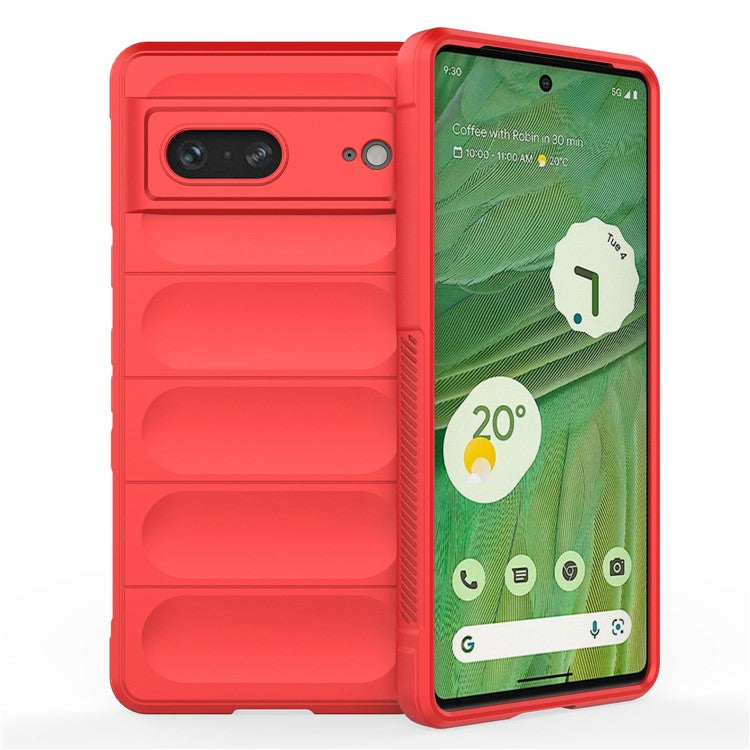 For Google Pixel 7 5G Drop-proof Smartphone Back Cover Flexible TPU Protective Phone Case - Red