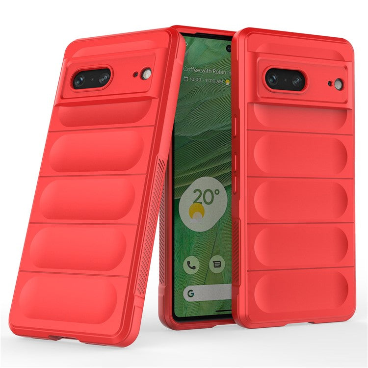 For Google Pixel 7 5G Drop-proof Smartphone Back Cover Flexible TPU Protective Phone Case - Red