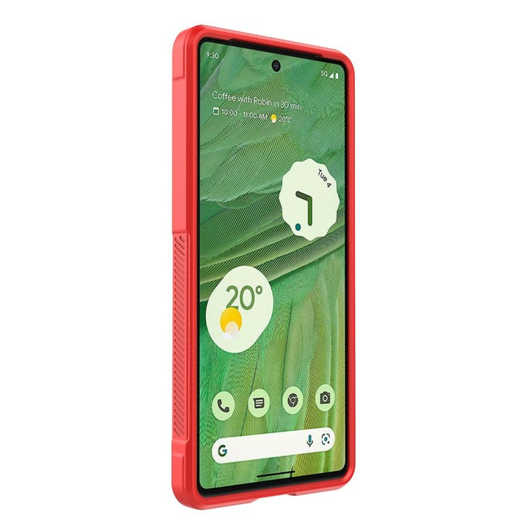 For Google Pixel 7 5G Drop-proof Smartphone Back Cover Flexible TPU Protective Phone Case - Red
