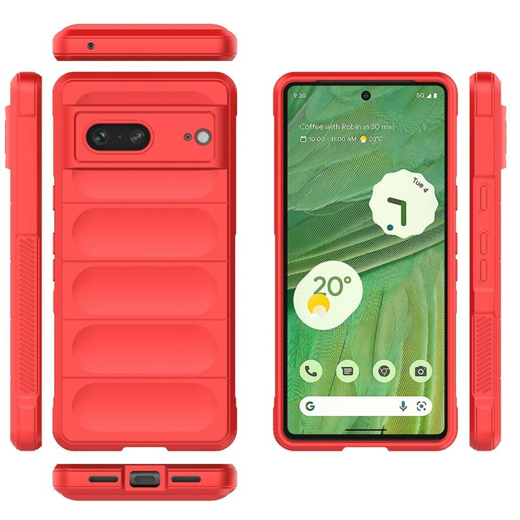For Google Pixel 7 5G Drop-proof Smartphone Back Cover Flexible TPU Protective Phone Case - Red