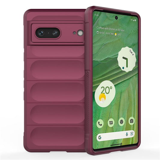 For Google Pixel 7 5G Drop-proof Smartphone Back Cover Flexible TPU Protective Phone Case - Wine Red