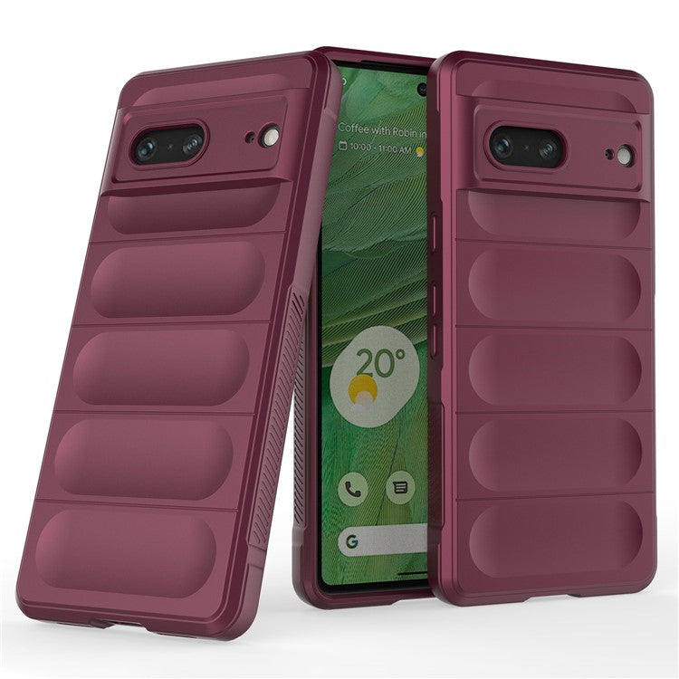 For Google Pixel 7 5G Drop-proof Smartphone Back Cover Flexible TPU Protective Phone Case - Wine Red