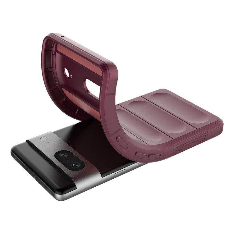 For Google Pixel 7 5G Drop-proof Smartphone Back Cover Flexible TPU Protective Phone Case - Wine Red