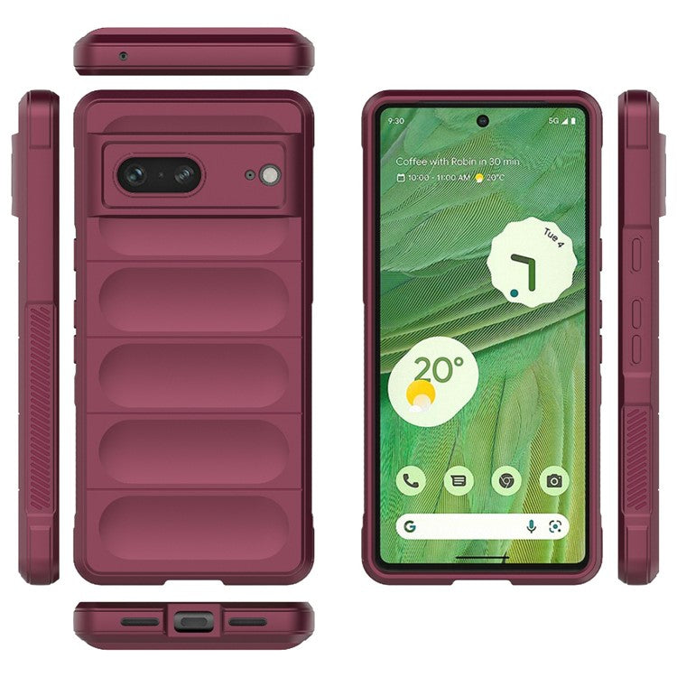 For Google Pixel 7 5G Drop-proof Smartphone Back Cover Flexible TPU Protective Phone Case - Wine Red