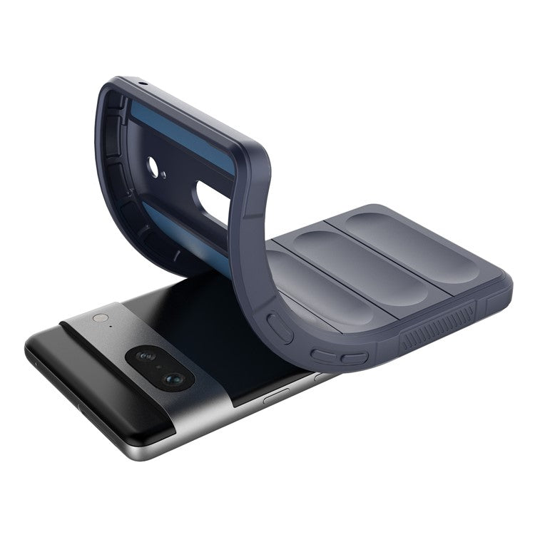 For Google Pixel 7 5G Drop-proof Smartphone Back Cover Flexible TPU Protective Phone Case - Dark Blue