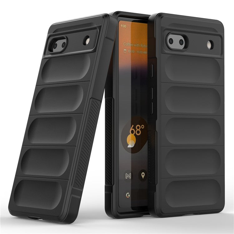 For Google Pixel 6a Soft TPU Anti-fall Phone Case Non-slip Wear-resistant Cell Phone Back Cover - Black