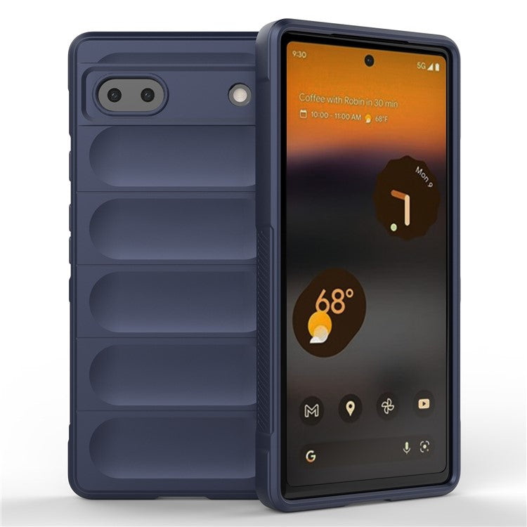 For Google Pixel 6a Soft TPU Anti-fall Phone Case Non-slip Wear-resistant Cell Phone Back Cover - Dark Blue