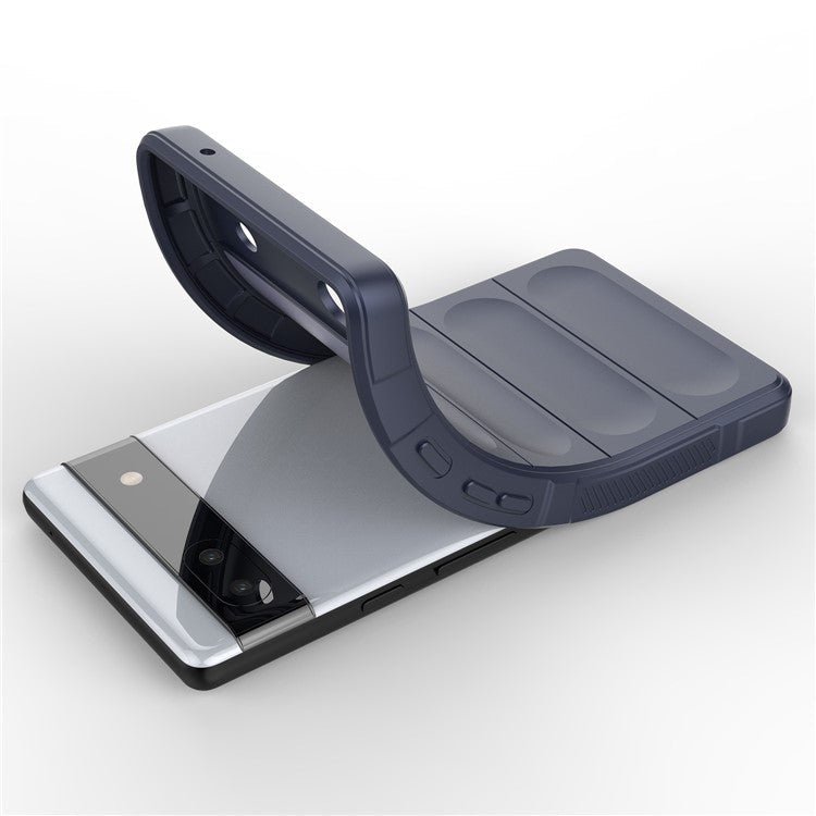 For Google Pixel 6a Soft TPU Anti-fall Phone Case Non-slip Wear-resistant Cell Phone Back Cover - Dark Blue