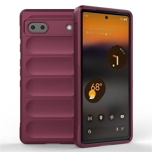 For Google Pixel 6a Soft TPU Anti-fall Phone Case Non-slip Wear-resistant Cell Phone Back Cover - Wine Red