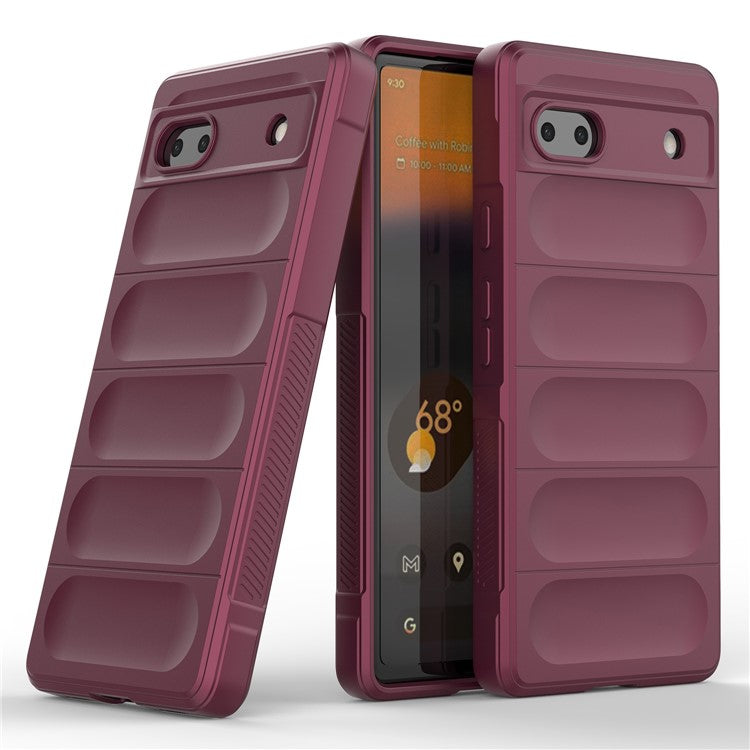 For Google Pixel 6a Soft TPU Anti-fall Phone Case Non-slip Wear-resistant Cell Phone Back Cover - Wine Red