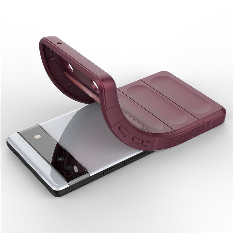 For Google Pixel 6a Soft TPU Anti-fall Phone Case Non-slip Wear-resistant Cell Phone Back Cover - Wine Red