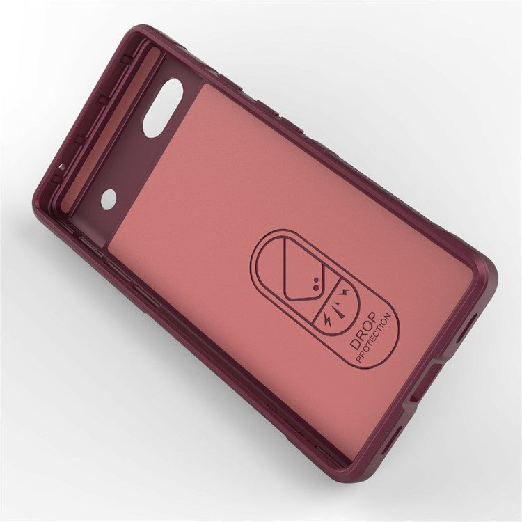For Google Pixel 6a Soft TPU Anti-fall Phone Case Non-slip Wear-resistant Cell Phone Back Cover - Wine Red