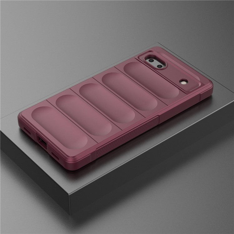 For Google Pixel 6a Soft TPU Anti-fall Phone Case Non-slip Wear-resistant Cell Phone Back Cover - Wine Red