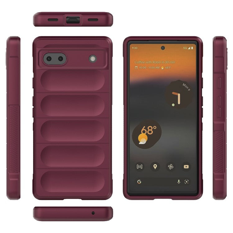 For Google Pixel 6a Soft TPU Anti-fall Phone Case Non-slip Wear-resistant Cell Phone Back Cover - Wine Red