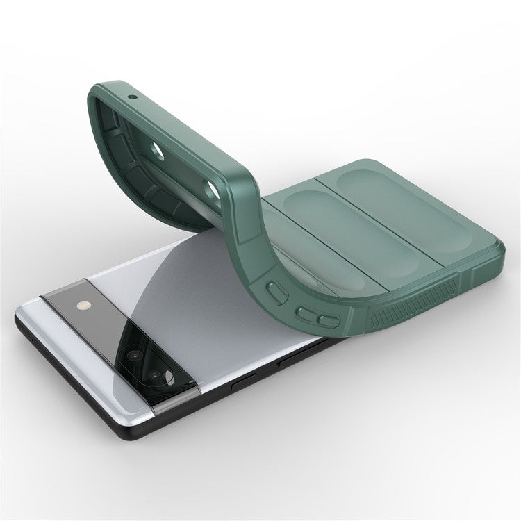 For Google Pixel 6a Soft TPU Anti-fall Phone Case Non-slip Wear-resistant Cell Phone Back Cover - Green