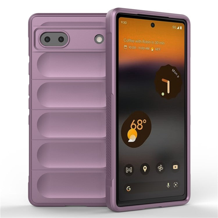 For Google Pixel 6a Soft TPU Anti-fall Phone Case Non-slip Wear-resistant Cell Phone Back Cover - Light Purple