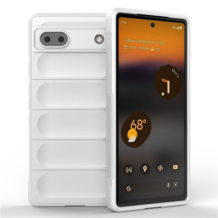 For Google Pixel 6a Soft TPU Anti-fall Phone Case Non-slip Wear-resistant Cell Phone Back Cover - White