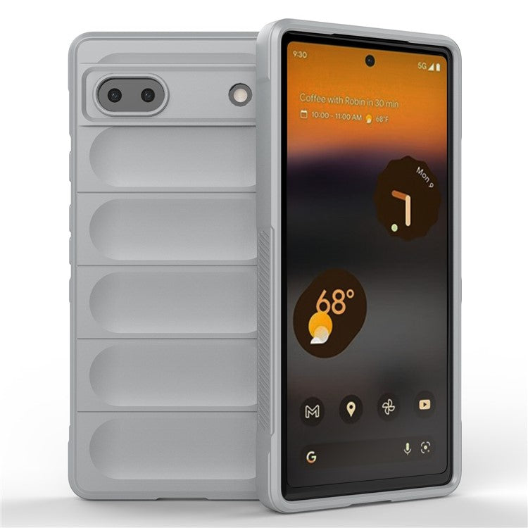For Google Pixel 6a Soft TPU Anti-fall Phone Case Non-slip Wear-resistant Cell Phone Back Cover - Light Grey