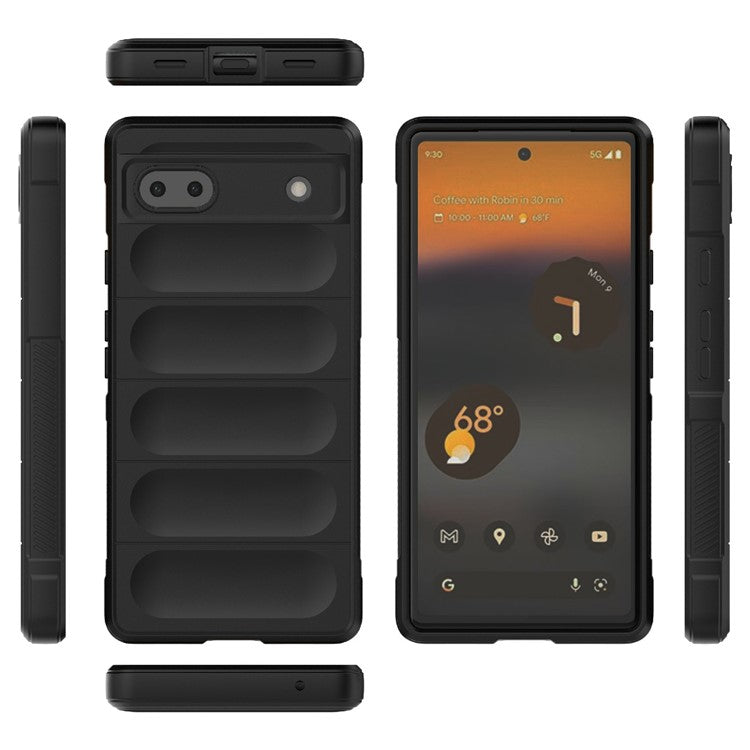 For Google Pixel 6a Soft TPU Anti-fall Phone Case Non-slip Wear-resistant Cell Phone Back Cover - Dark Grey