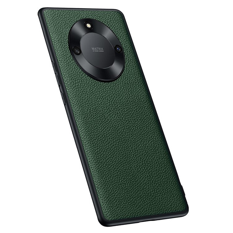 Protective Case for Honor X40 5G Anti-Drop Phone Shell Soft TPU + PC + Cowhide Leather Coated Phone Case with Metal Lens Frame - Olive Green