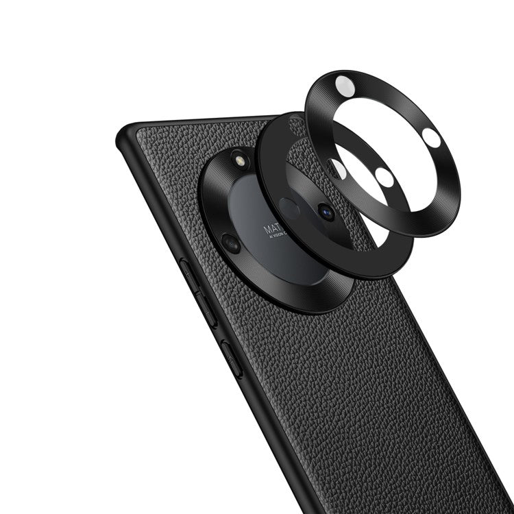 Protective Case for Honor X40 5G Anti-Drop Phone Shell Soft TPU + PC + Cowhide Leather Coated Phone Case with Metal Lens Frame - Green