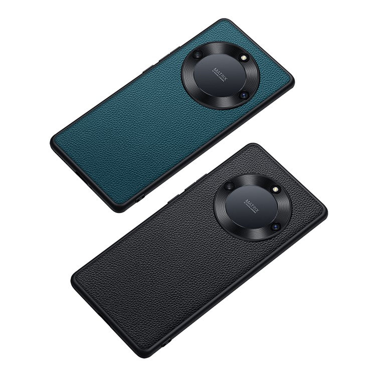 Protective Case for Honor X40 5G Anti-Drop Phone Shell Soft TPU + PC + Cowhide Leather Coated Phone Case with Metal Lens Frame - Green