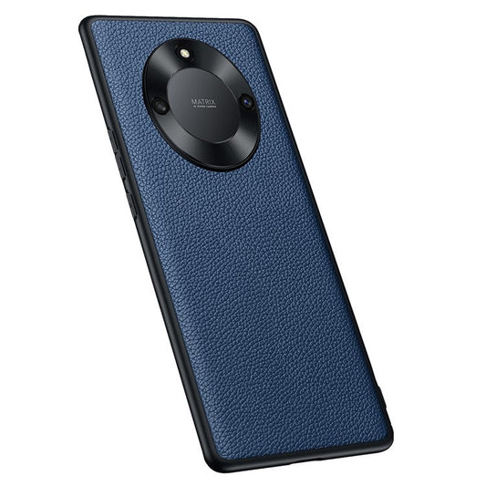 Protective Case for Honor X40 5G Anti-Drop Phone Shell Soft TPU + PC + Cowhide Leather Coated Phone Case with Metal Lens Frame - Sapphire