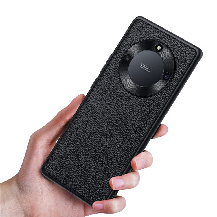 Protective Case for Honor X40 5G Anti-Drop Phone Shell Soft TPU + PC + Cowhide Leather Coated Phone Case with Metal Lens Frame - Sapphire