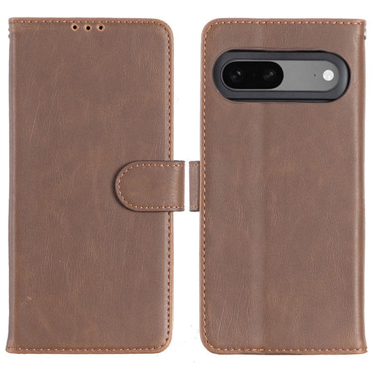 PU Leather Phone Case for Google Pixel 7 5G, Retro Crazy Horse Texture Stand Wallet Protective Cover - Coffee