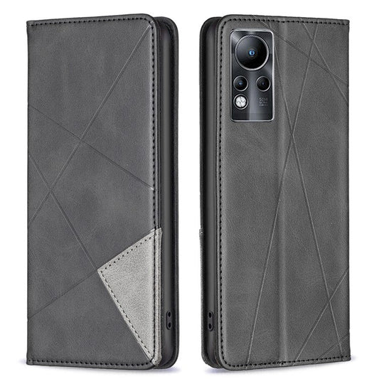 For Infinix Note 11 Case BF Imprinting Pattern Series-1 PU Leather Cover with Card Holder Stand - Black