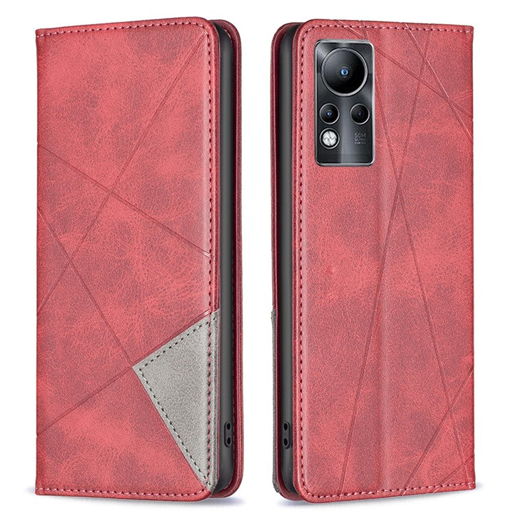 For Infinix Note 11 Case BF Imprinting Pattern Series-1 PU Leather Cover with Card Holder Stand - Red