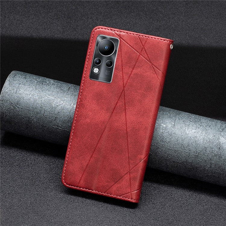 For Infinix Note 11 Case BF Imprinting Pattern Series-1 PU Leather Cover with Card Holder Stand - Red