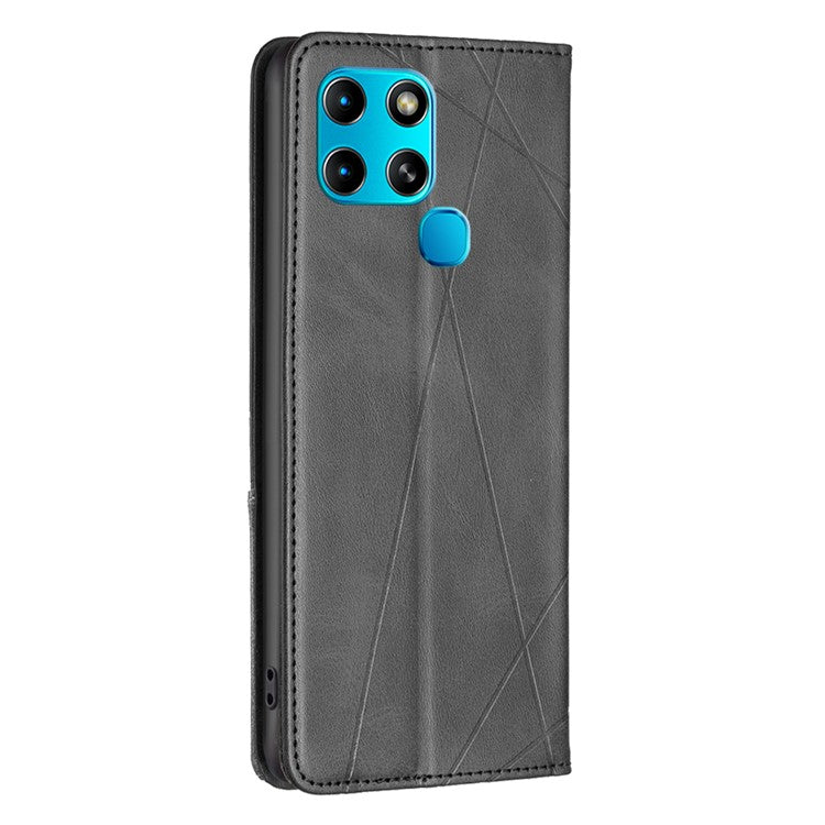 For Infinix Smart 6 / X6511B BF Imprinting Pattern Series-1 Flip Leather Phone Case Stand Cover with Card Holder - Black