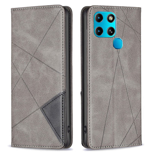 For Infinix Smart 6 / X6511B BF Imprinting Pattern Series-1 Flip Leather Phone Case Stand Cover with Card Holder - Grey