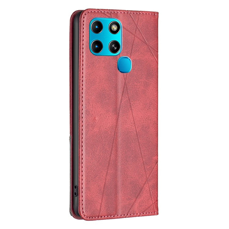 For Infinix Smart 6 / X6511B BF Imprinting Pattern Series-1 Flip Leather Phone Case Stand Cover with Card Holder - Red