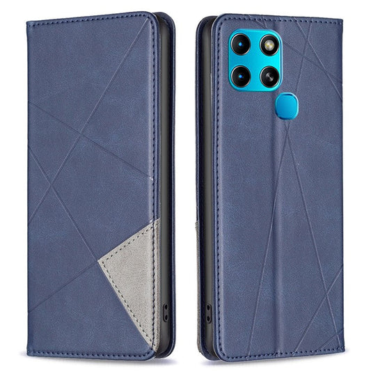 For Infinix Smart 6 / X6511B BF Imprinting Pattern Series-1 Flip Leather Phone Case Stand Cover with Card Holder - Blue