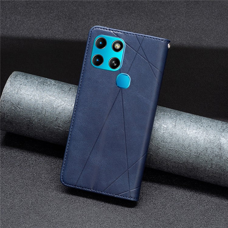 For Infinix Smart 6 / X6511B BF Imprinting Pattern Series-1 Flip Leather Phone Case Stand Cover with Card Holder - Blue